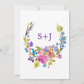 Plum Wedding Invitation Kaart met Monogram Backing (Achterkant)