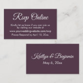 Plum Wedding RSVP Online Elegant Eenvoudig Informatiekaartje (Voorkant / Achterkant)
