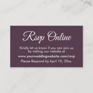 Plum Wedding RSVP Online Elegant Simple Informatiekaartje