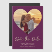 Plum Wedding Save the Date Photo Magnetic Kaart (Voorkant / Achterkant)