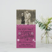 Plum wenst u vrolijk Kerstmis fotokaart Feestdagenkaart (Staand voorkant)