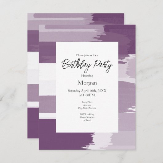 Plum White Brushstrokes Kaart (Voorkant / Achterkant)