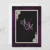 Plum White en Black Lace Wedding Invitation Kaart (Achterkant)