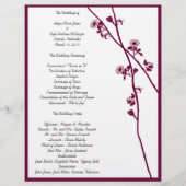 Plum Wild Flower Branches Wedding Programme- (Voorkant)
