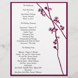 Plum Wild Flower Branches Wedding Programme-