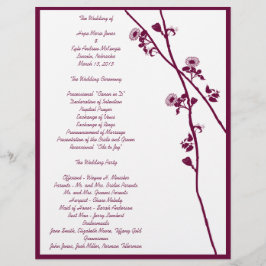 Plum Wild Flower Branches Wedding Programme-