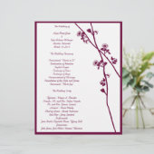 Plum Wild Flower Branches Wedding Programme- (Staand voorkant)