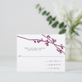 Plum Wild Flower Branches Wedding RSVP (Staand voorkant)