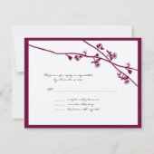 Plum Wild Flower Branches Wedding RSVP (Voorkant)
