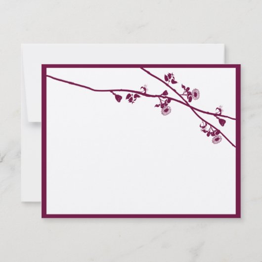 Plum Wild Flower Branches Wedding RSVP (Achterkant)
