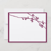 Plum Wild Flower Branches Wedding RSVP Kaartje (Achterkant)