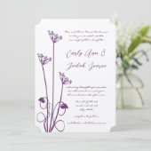 Plum Wild Flower Swirl Wedding Invitation Kaart (Staand voorkant)