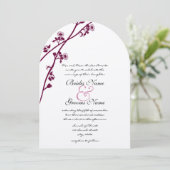 Plum Wildflower Branches Wedding Invitation Kaart (Staand voorkant)