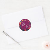 Plum Wildflowers Boeket Monogram Initialen Sticker (Envelop)