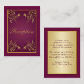 Plum Wine and Gold Floral Damask Enclosure Kaart (Voorkant / Achterkant)