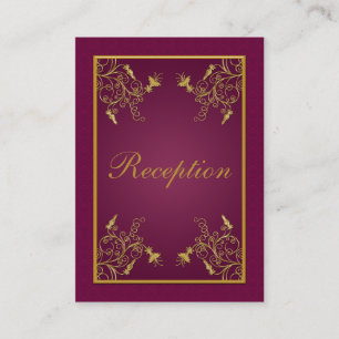 Plum Wine and Gold Floral Damask Enclosure Kaart