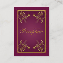 Plum Wine and Gold Floral Damask Enclosure Kaart