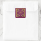 Plum Wine and Gold Floral Damask Monogram Sticker (Tas)