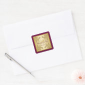 Plum Wine and Gold Floral Damask Monogram Sticker (Envelop)