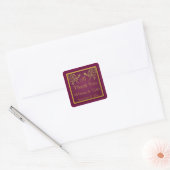 Plum Wine and Gold Floral Damask Monogram Sticker (Envelop)