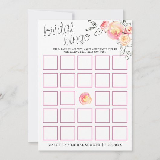 Plum Wine Bridal Bingo Kaart (Voorkant)