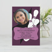 Plum Wine Geen tijd om Bowling Party foto te spare Kaart (Staand voorkant)