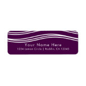 Plum Wine Paars & White Wave Chic Modern Wedding Etiket (Voorkant)