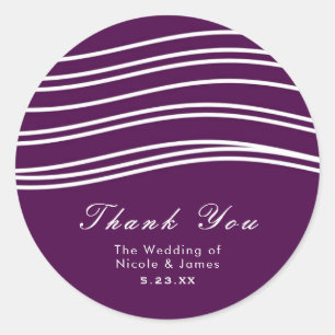 Plum Wine Paars & White Wave Chic Modern Wedding Ronde Sticker