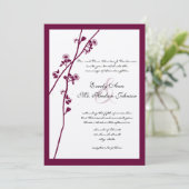 Plum Wine Wildflower Branch Wedding Invitting Kaart (Staand voorkant)