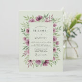 Plum Winsome Botanical Wedding Kaart (Staand voorkant)