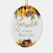 Plum Yellow Floral Gold Calligrafie sparen de datu Keramisch Ornament (Rechts)