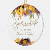 Plum Yellow Floral Gold Calligrafie sparen de datu Keramisch Ornament (Links)