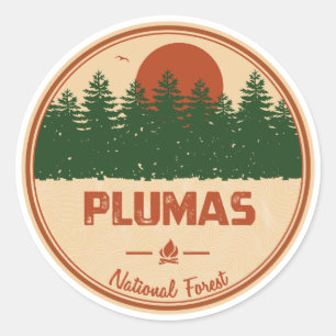 Plumas Nationaal Bosbos Ronde Sticker