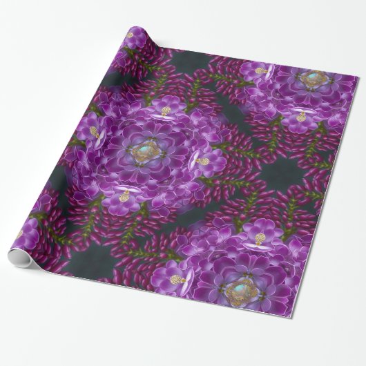 Plumb Petal Romantische Middag Cadeaupapier (Uitgerold)