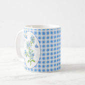 Plumbago Flowers en Butterflies op Blue Gingham Koffiemok (Voorkant links)