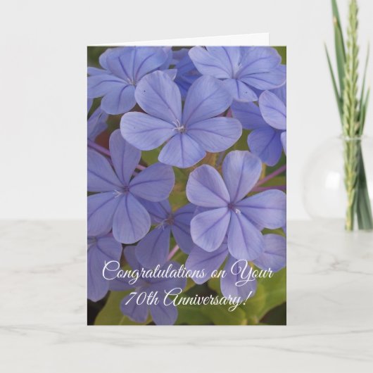 Plumbago Gepersonaliseerd 70th Wedding Jubileum Kaart (Voorkant)