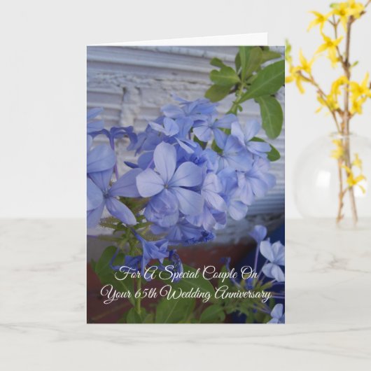 Plumbago Persoonlijk 65th Wedding Jubileum Kaart (Gele Bloem)