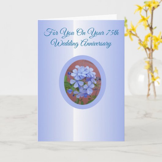 Plumbago Persoonlijk 75th Wedding Jubileum Kaart (Gele Bloem)