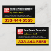 Plumber - 24 uur Home Service Corporation Visitekaartje (Voorkant / Achterkant)