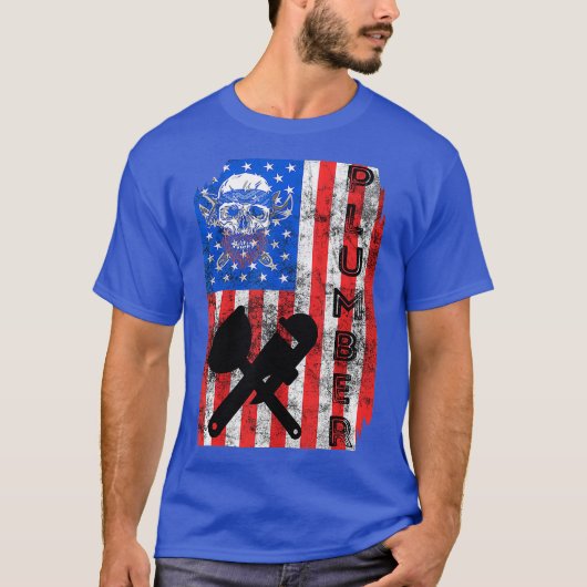 Plumber American Flag Pipefitter America 4th T-shirt (Voorkant)