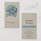  Plumber Blue met Retro Cirkel Visitekaartje (Voorkant / Achterkant)