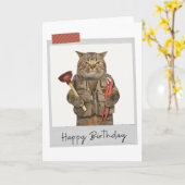 Plumber Cat Funny Birthday Card Kaart (Gele Bloem)