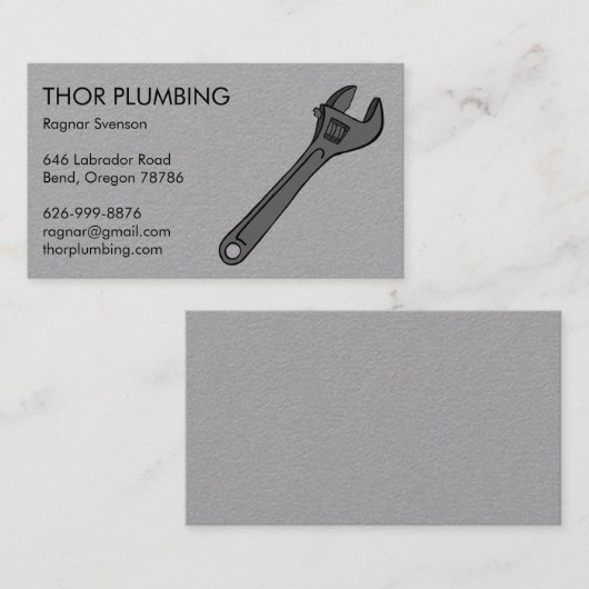 Plumber Contractor Handyman Mechanic WFrench Visitekaartje (Voorkant / Achterkant)