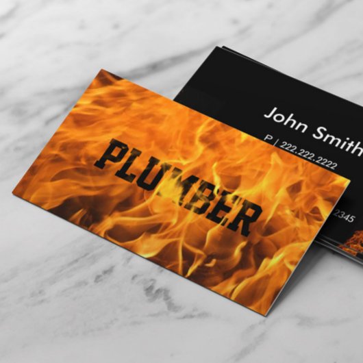 Plumber Creative Flaming Fire Typography Visitekaartje