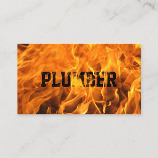 Plumber Creative Flaming Fire Typography Visitekaartje (Voorkant)