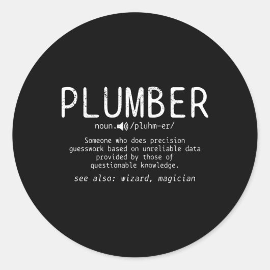 Plumber Definition Plumbing Dictionary Plumber Ronde Sticker (Voorkant)
