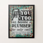 Plumber - Funny Retro Legpuzzel<br><div class="desc">Plumber advertentie in turquoise, aqua, rood en zwart. Arty, grappig, kleurrijk en leuk, het is een geweldig geschenk en zal zeker glimlachen en lachen naar de ontvanger.</div>