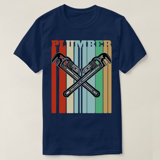 Plumber GeCrossed Wrenches Retro T-shirt (Design voorkant)