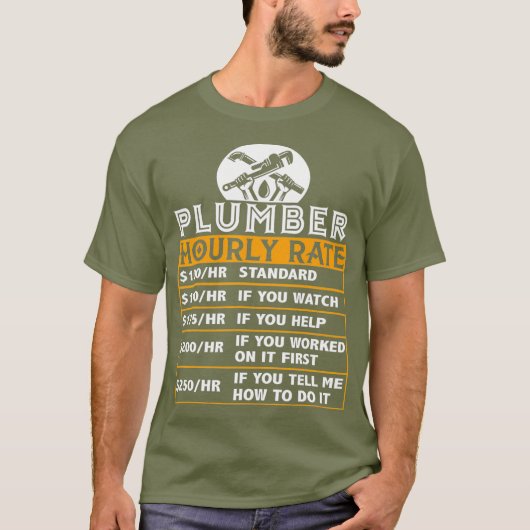 Plumber Hourly Rate Price Chart Funny Plumber T-shirt (Voorkant)