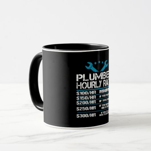 plumber installer fitter Funny Hourly Rate gift id Mok (Voorkant links)